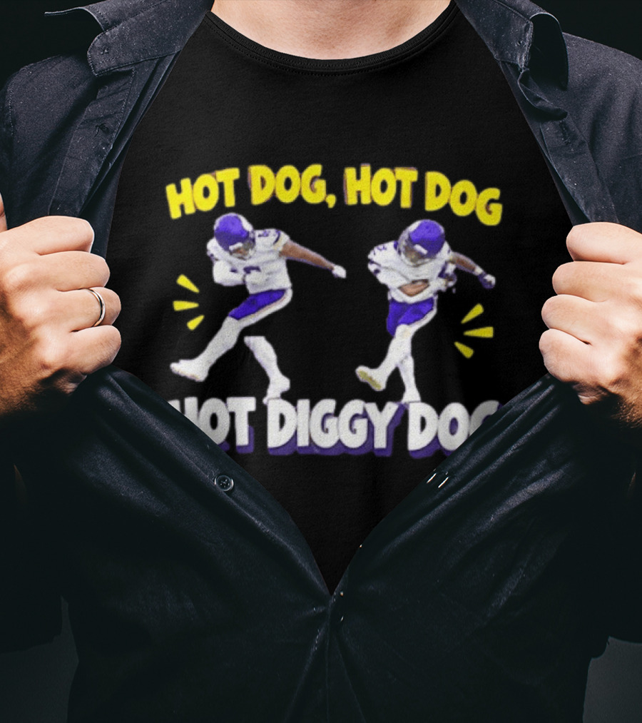 Hot Dog Hot Dog Hot Diggity Dog Minnesota Vikings Player Dance Celebration T-Shirt