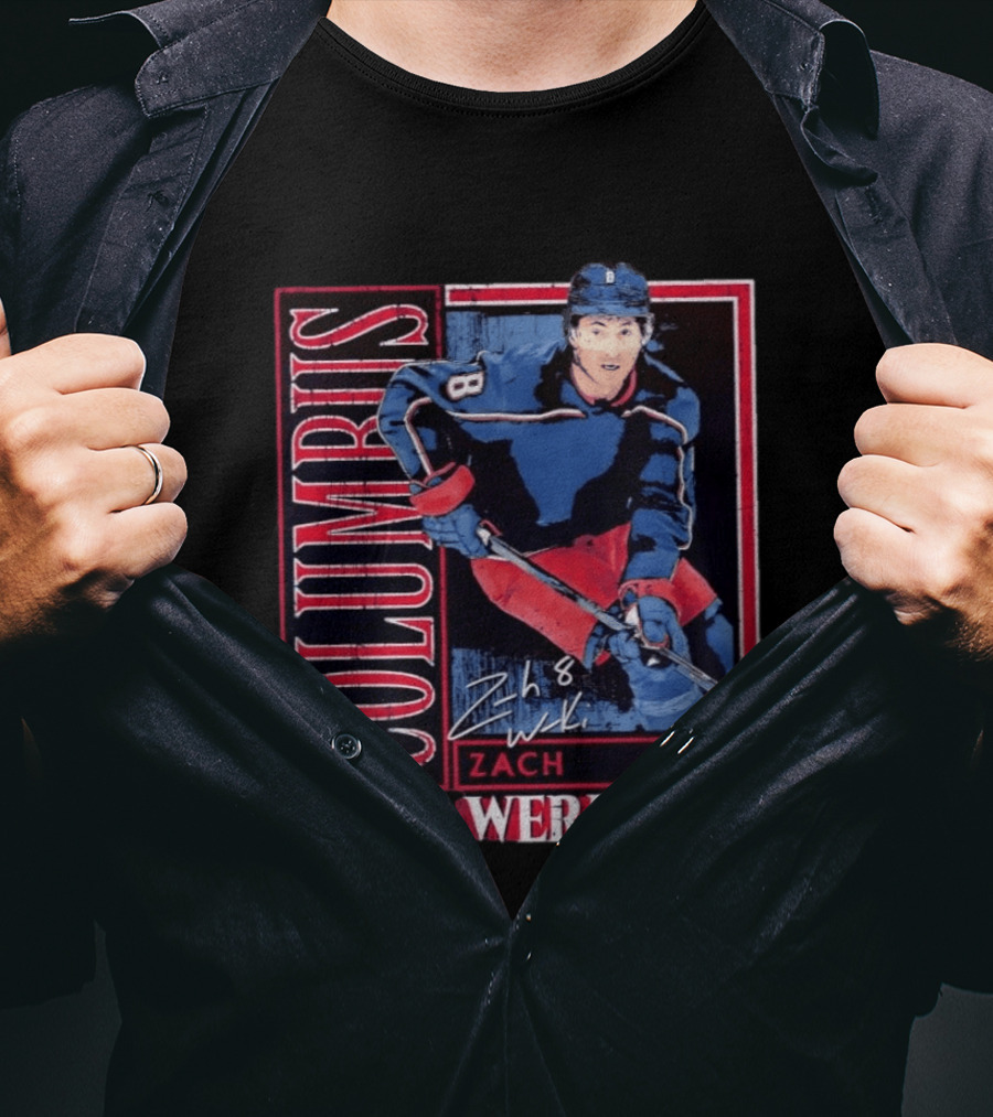 Zach Werenski 8 Columbus Blue Jackets Hockey Card T-Shirt