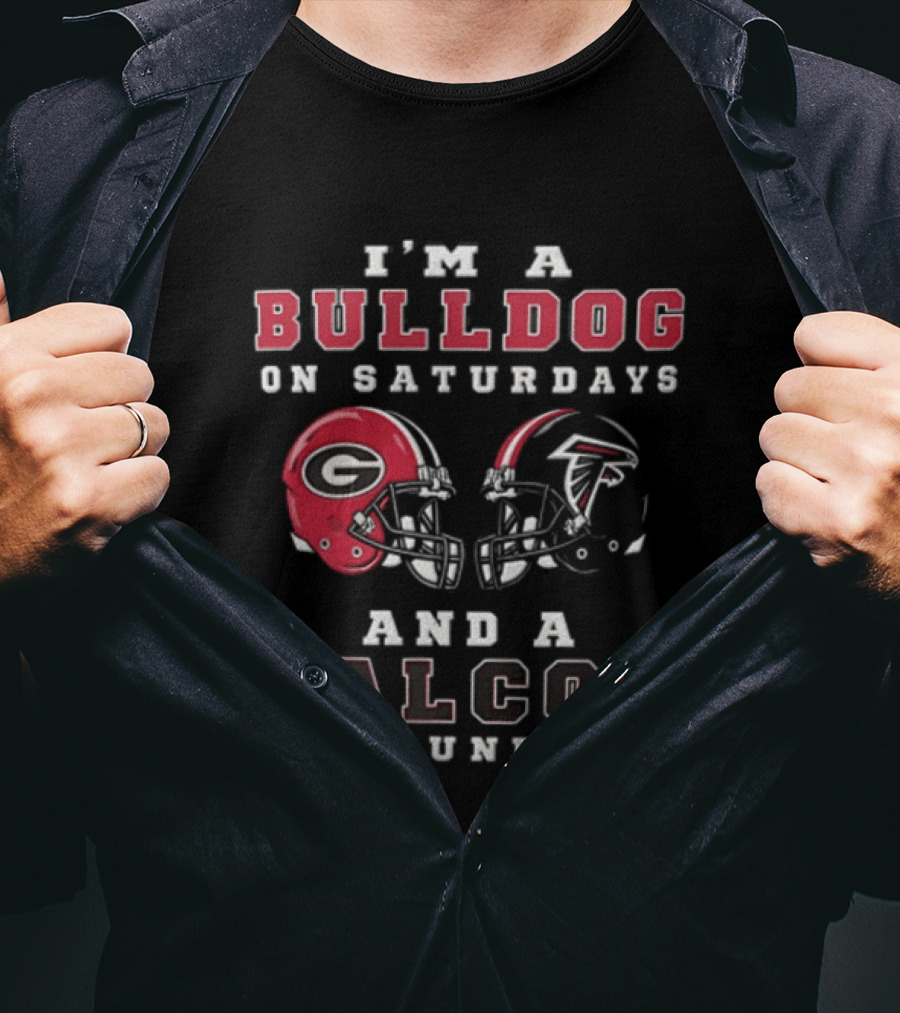 I'm A Bulldog On Saturdays And A Falcon On Sundays Georgia Atlanta Football Helmets T-Shirt