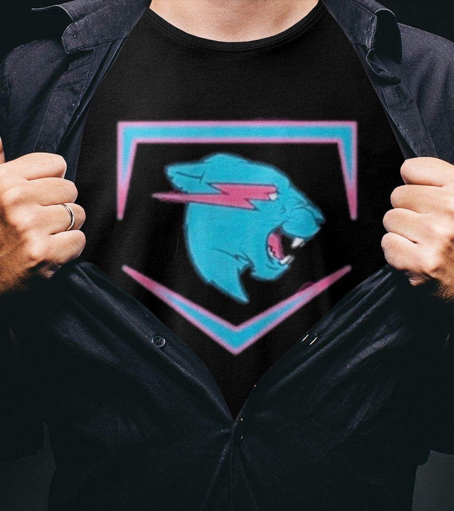 MrBeast Beast Edition Blue Panther Lightning Bolt T-Shirt