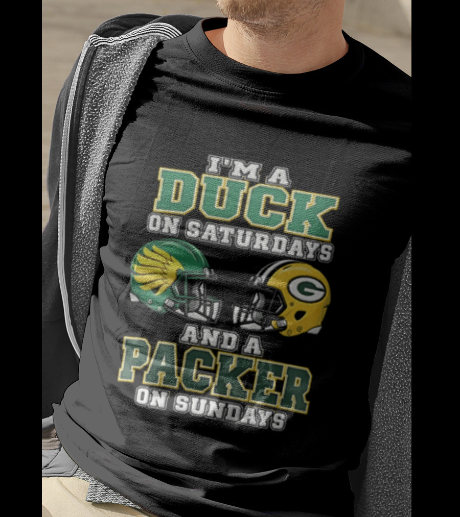 I'm A Duck On Saturdays And A Packer On Sundays Football Helmets T-Shirt