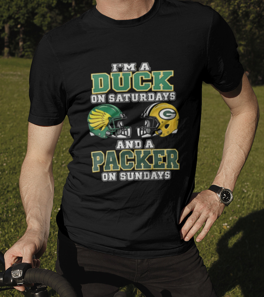 I'm A Duck On Saturdays And A Packer On Sundays Football Helmets T-Shirt