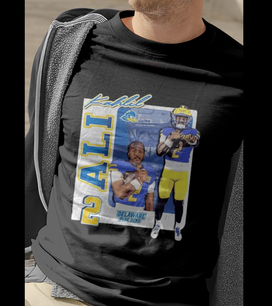 Kahlil Ali Delaware Blue Hens Football No 2 Collage T-Shirt