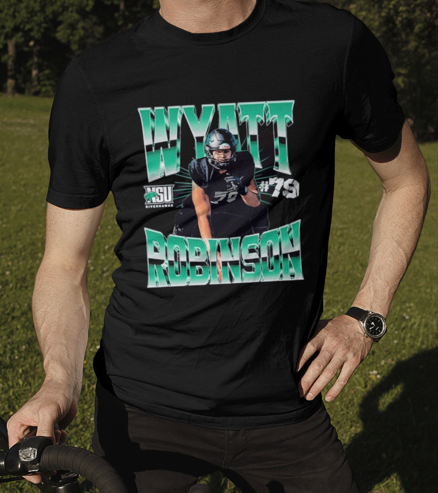 Northeastern State University RiverHawks Football Wyatt Robinson #79 T-Shirt