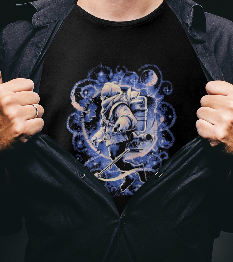 Outer Wilds Astronaut Exploring Celestial Wonders In Cosmic Adventure T-Shirt