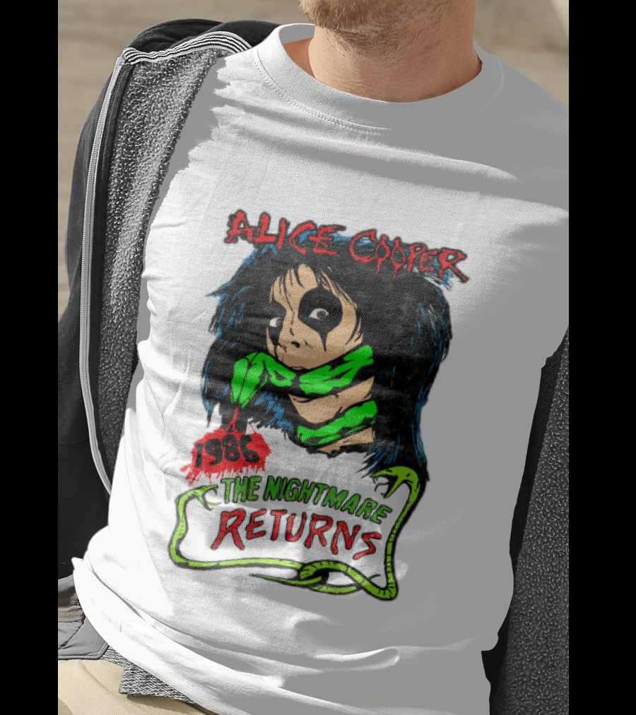 Alice Cooper The Nightmare Returns 1986 Constrictor Raglan T-Shirt