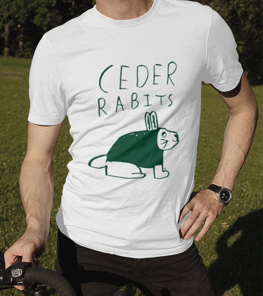 Cedar Rapids Ceder Rabits Playful Drawing T-Shirt