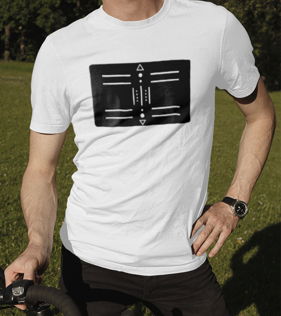 Black Geometric Tribal Design With Triangles And Dots T-Shirt