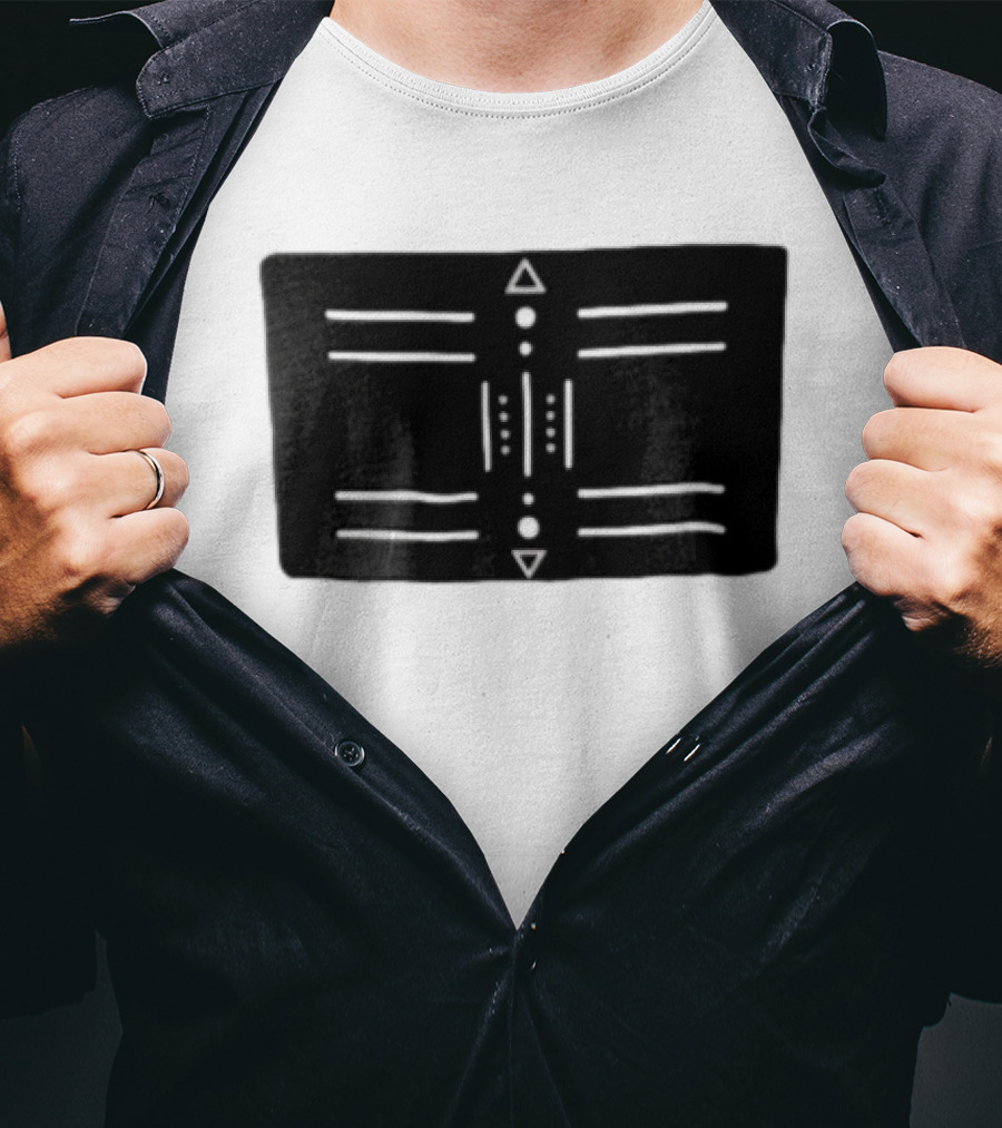 Black Geometric Tribal Design With Triangles And Dots T-Shirt