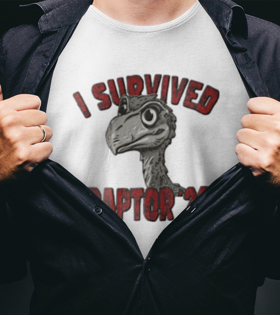 I Survived Raptor 26 Cartoon Dinosaur Head T-Shirt