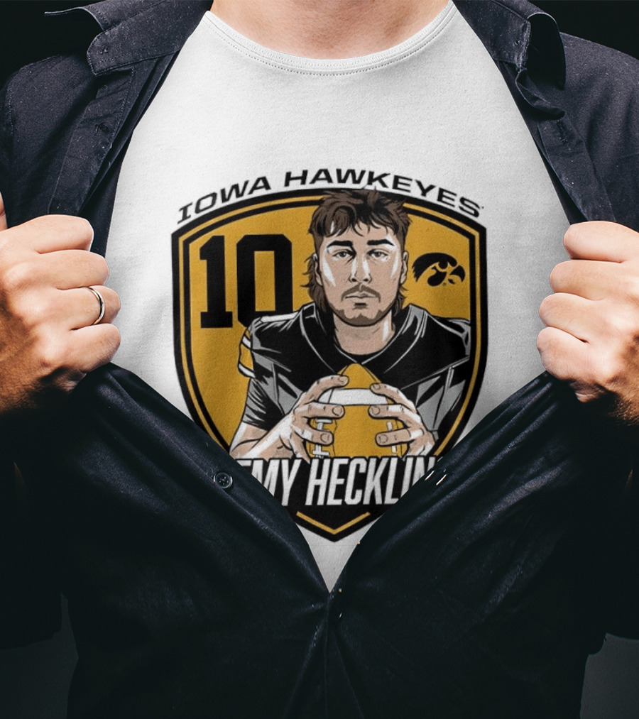 Iowa Hawkeyes 10 Jeremy Hecklinski Football Gold T-Shirt