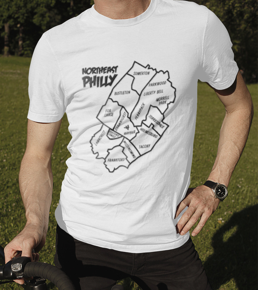 Northeast Philly Map Neighborhoods Orange T-Shirt