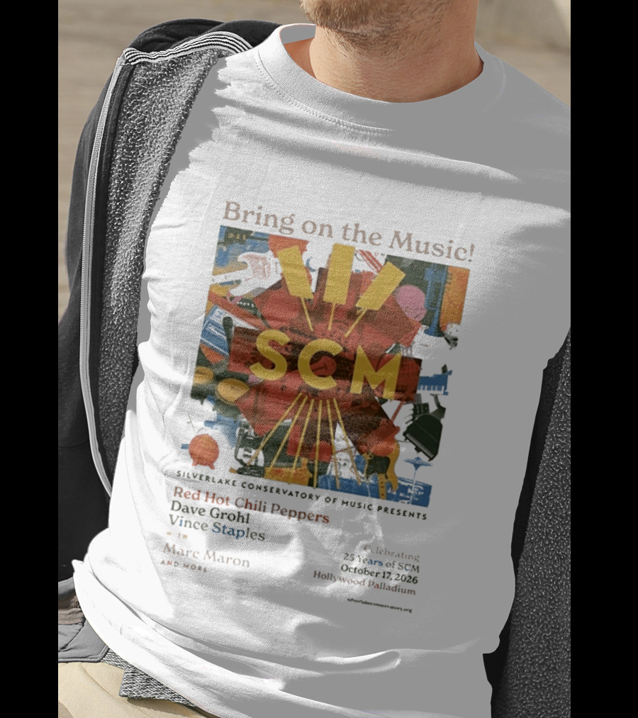 Bring On The Music Silverlake Conservatory Red Hot Chili Peppers Dave Grohl Vince Staples Event October 17 2026 Hollywood Palladium T-Shirt