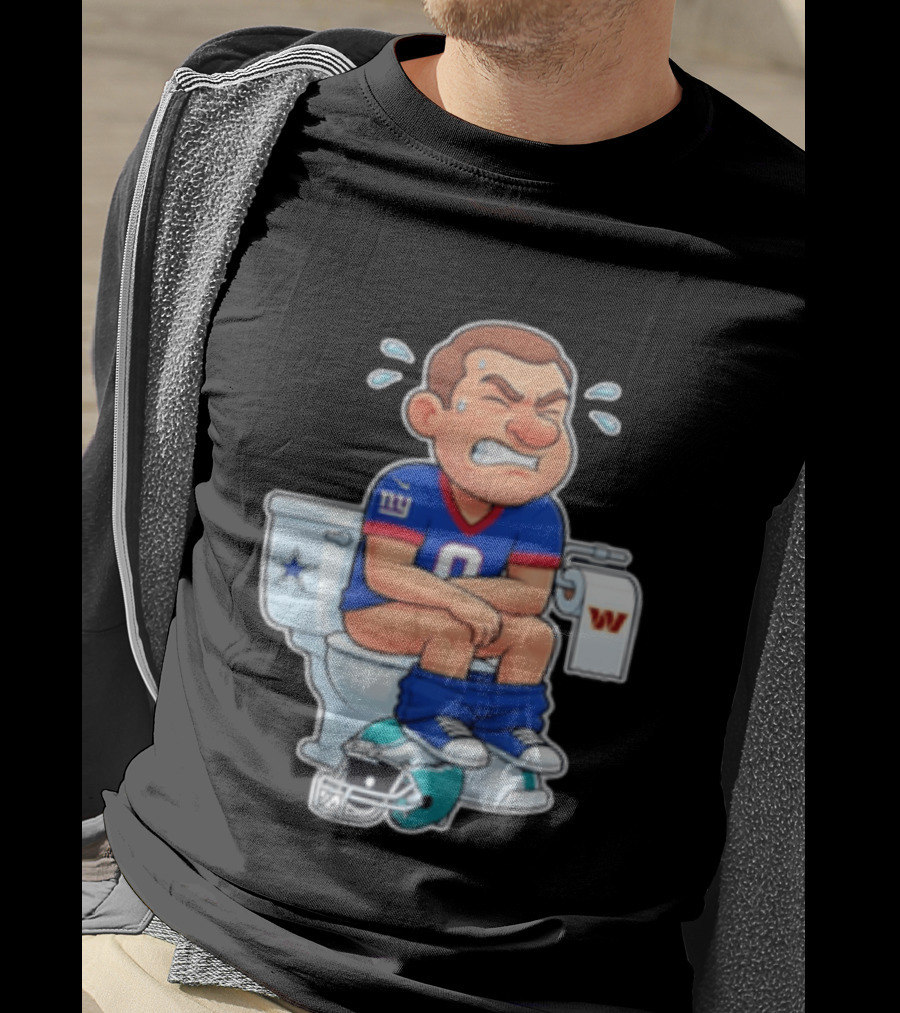 New York Giants Player Cartoon On Toilet With Football Rivalry T-Shirt