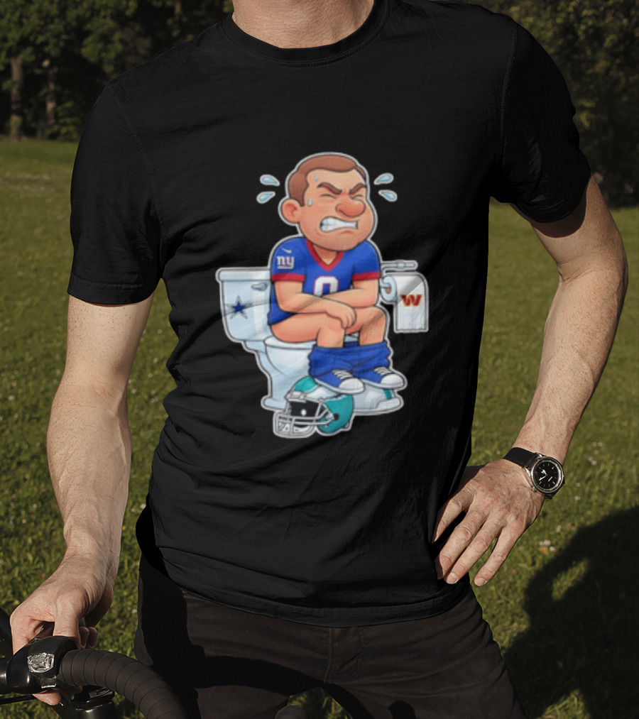 New York Giants Player Cartoon On Toilet With Football Rivalry T-Shirt