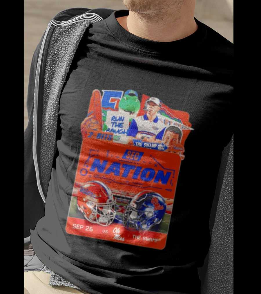 SEC Nation Florida Gators Vs Ole Miss The Swamp September 26 Helmets Football Rivalry T-Shirt