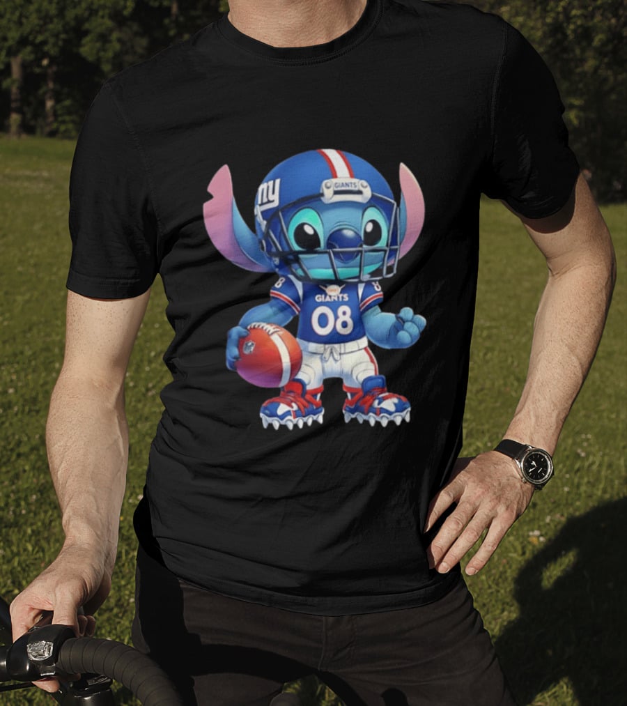 Stitch New York Giants Player Cartoon Collaboration 08 Football T-Shirt