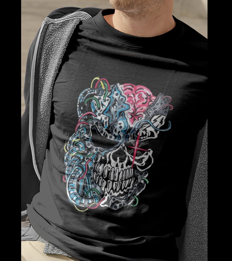 Warrenlotas Cybernetic Skull Art Piece T-Shirt