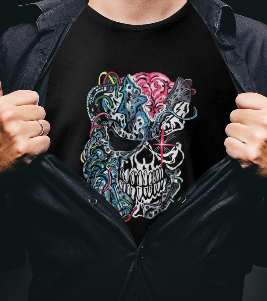 Warrenlotas Cybernetic Skull Art Piece T-Shirt