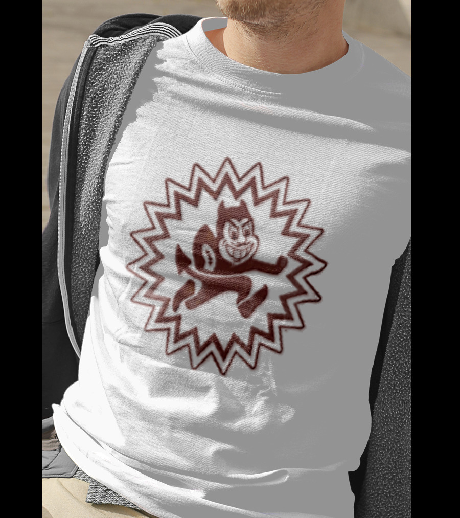 Arizona State Sun Devils Mascot Cartoon Devil Running Football Burst T-Shirt