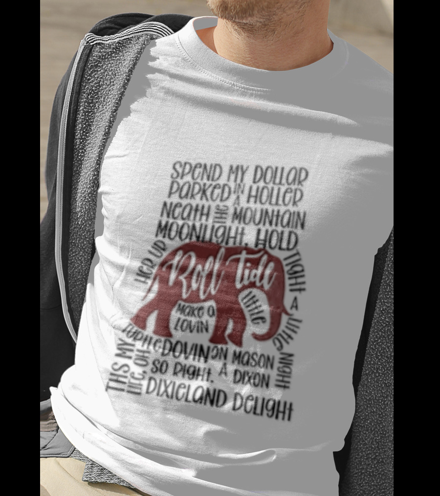 Alabama Crimson Tide Roll Tide Dixieland Delight Elephant T-Shirt
