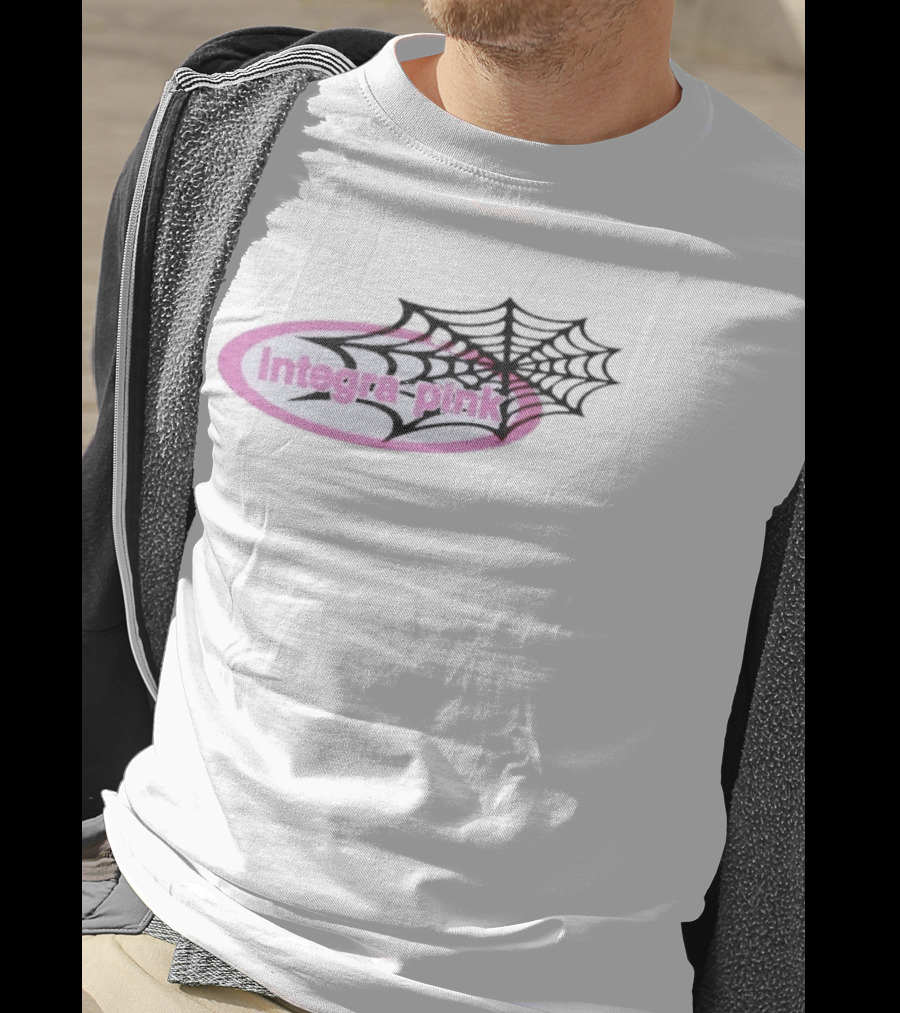 Integra Pink Oval With Black Web White T-Shirt