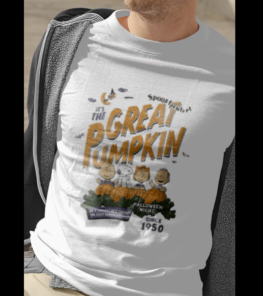 Spooktacular It's The Great Pumpkin Halloween Night Since 1950 Peanuts Charlie Brown Snoopy T-Shirt