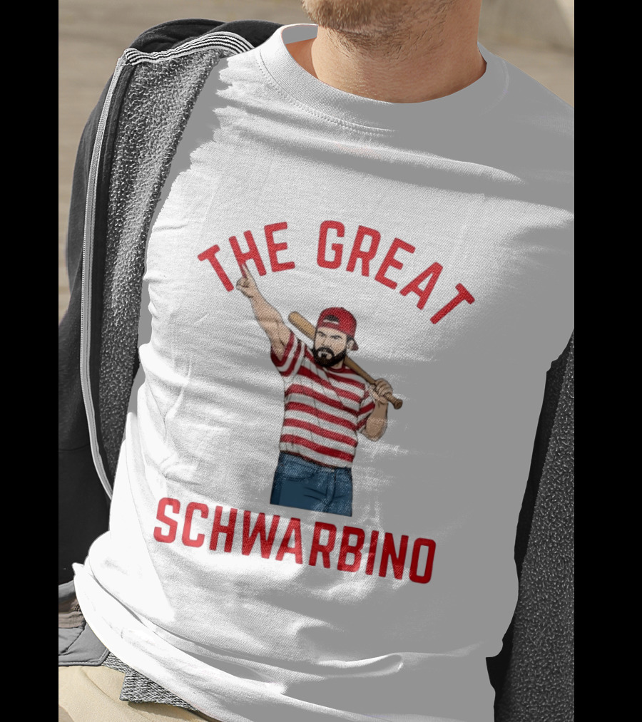 Philadelphia Phillies The Great Schwarbino Baseball Player Stripes And Bat T-Shirt