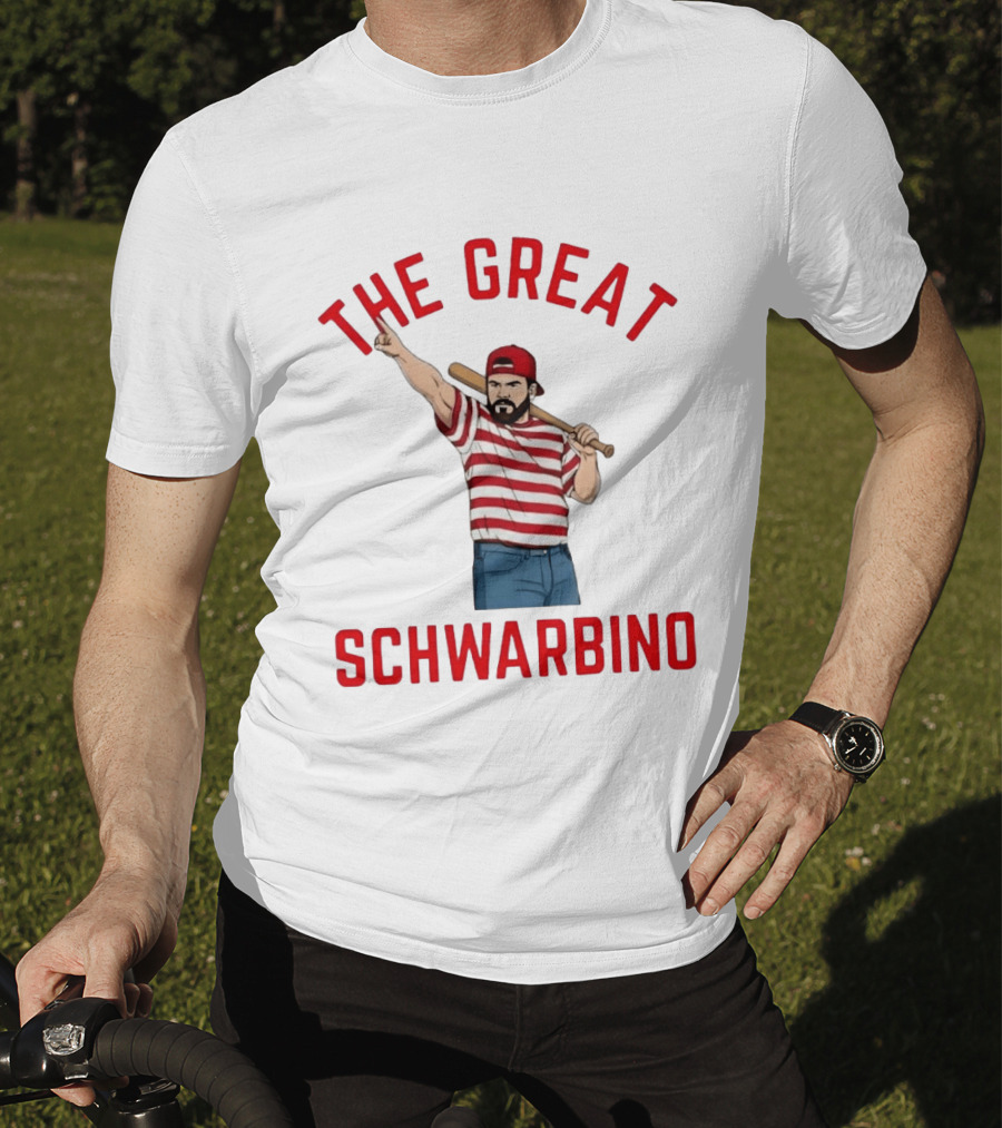 Philadelphia Phillies The Great Schwarbino Baseball Player Stripes And Bat T-Shirt