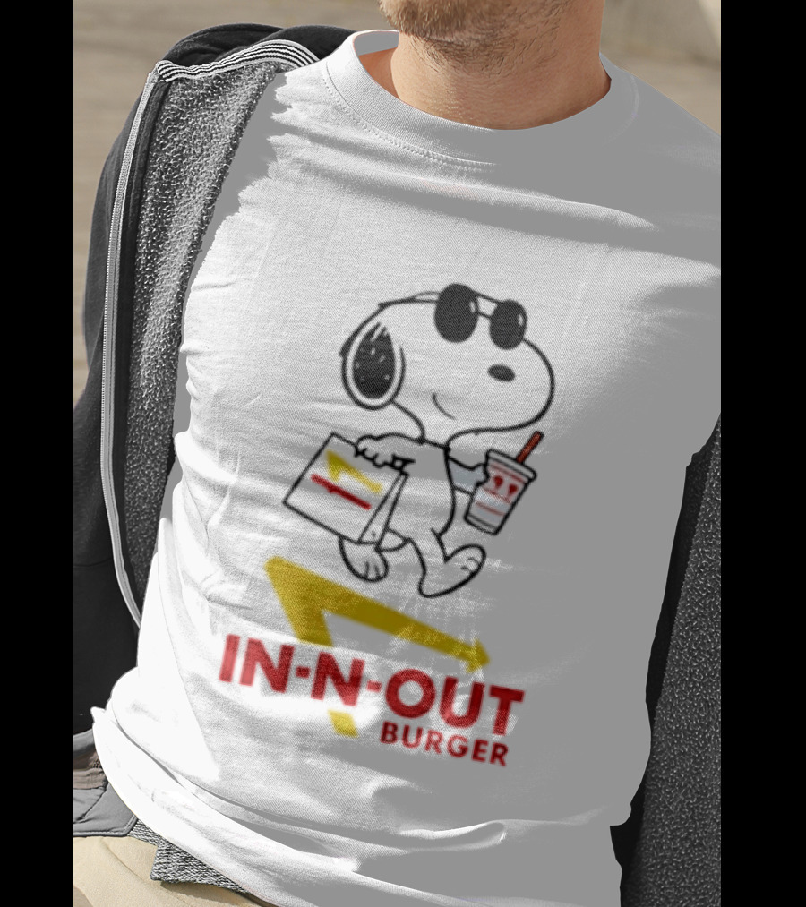 Snoopy With In N Out Burger Bag And Drink Peanuts Fast Food T-Shirt