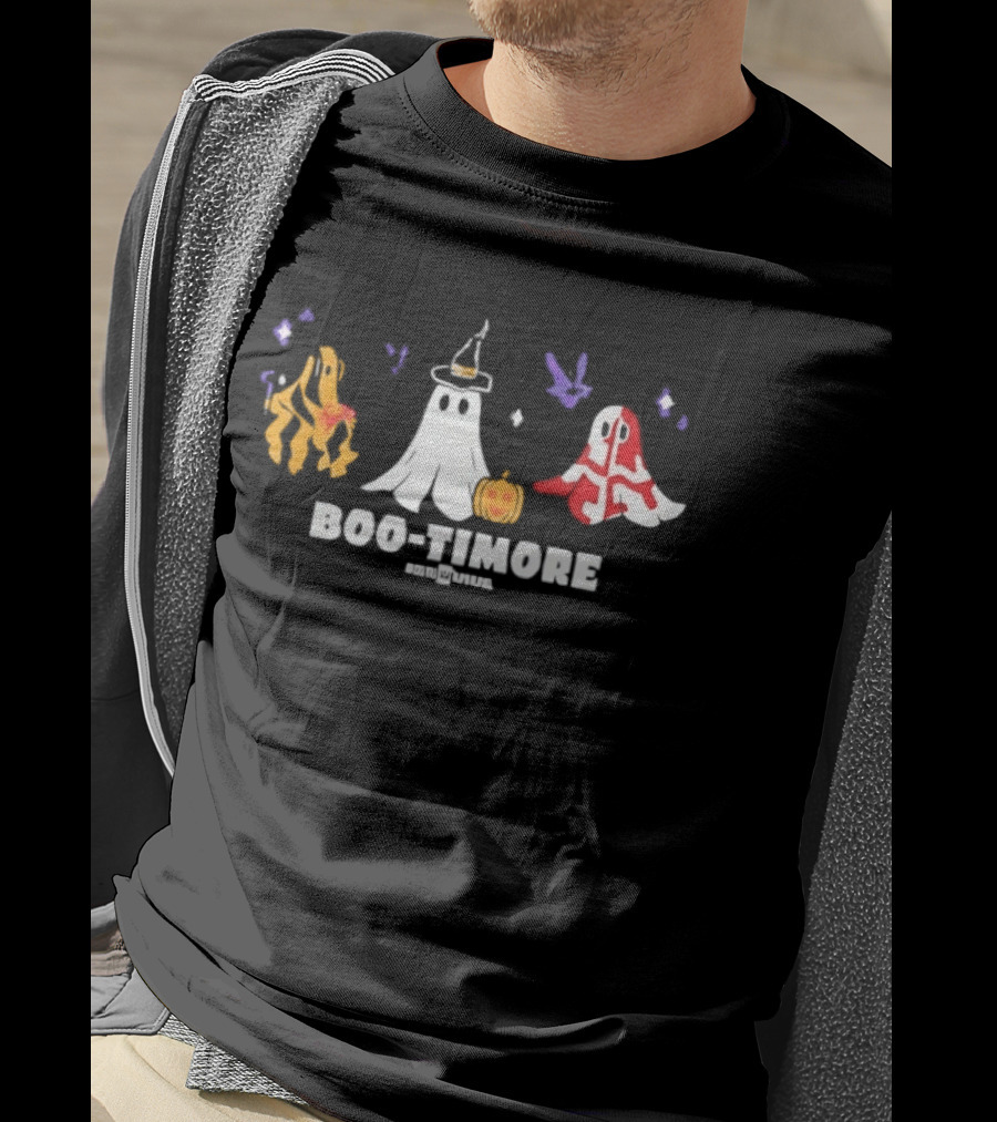 Boo Timore Halloween Ghost Crab Pumpkin Pelican Ravens Orioles T-Shirt