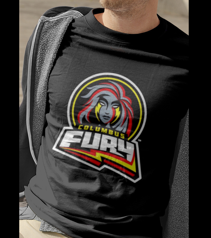 Columbus Fury Iconic Logo With Bold Red And Yellow Accents T-Shirt