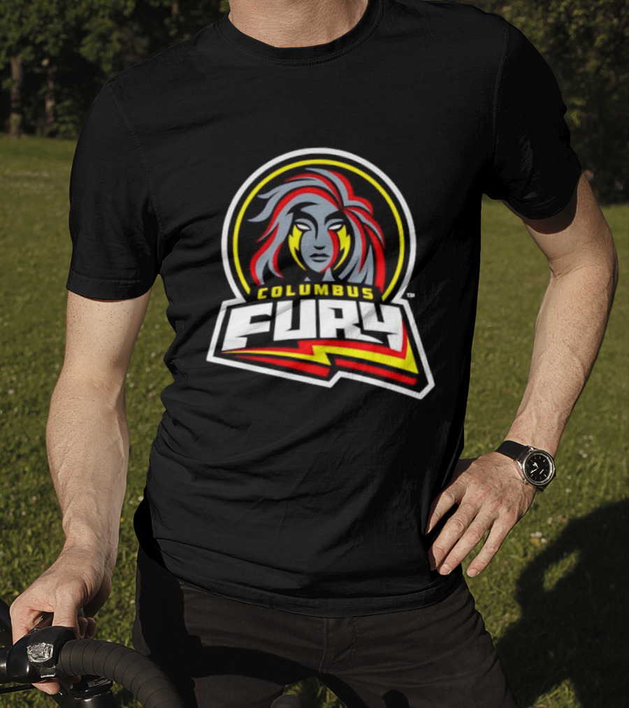Columbus Fury Iconic Logo With Bold Red And Yellow Accents T-Shirt