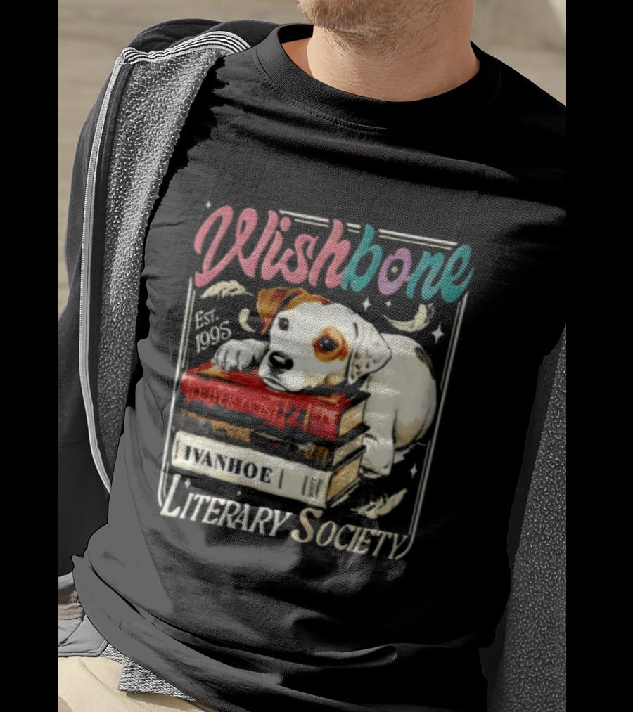 Wishbone Jack Russell Terrier Literary Society Ivanhoe Aaron Twist Books T-Shirt