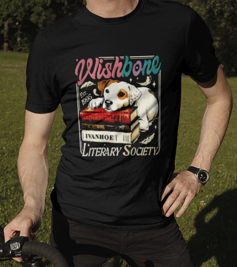 Wishbone Jack Russell Terrier Literary Society Ivanhoe Aaron Twist Books T-Shirt