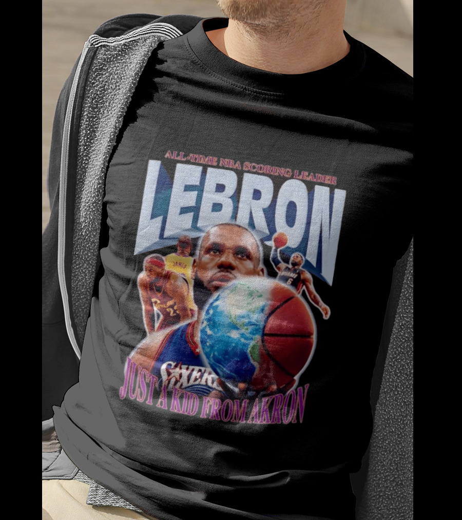 LeBron All Time NBA Scoring Leader Just A Kid From Akron T-Shirt