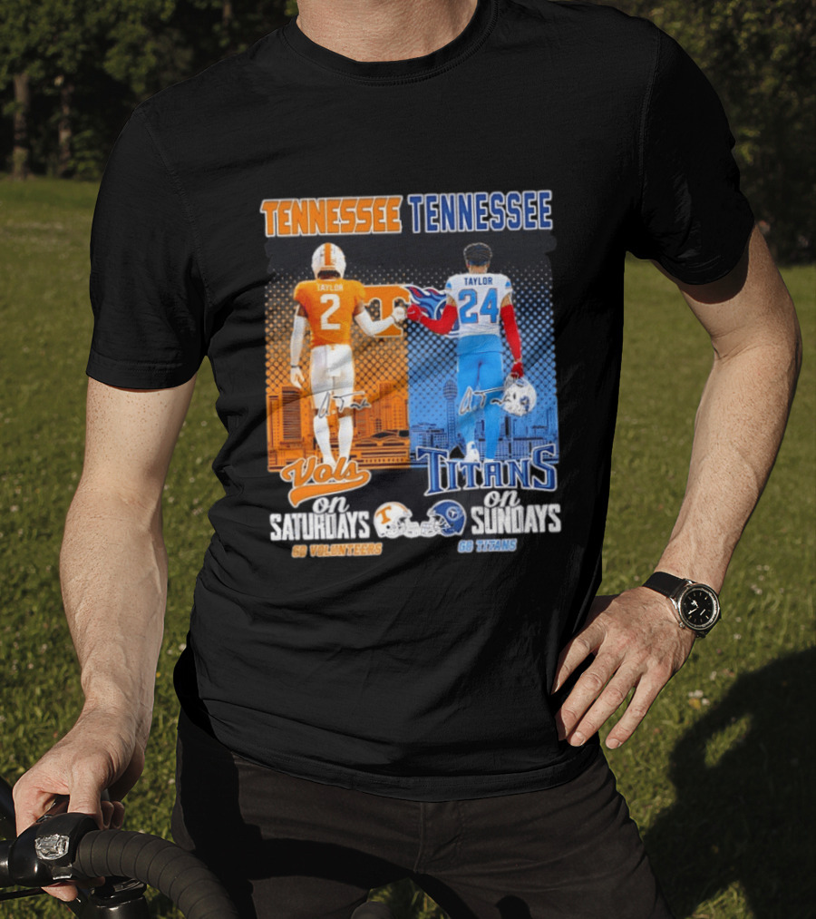 Tennessee Volunteers On Saturdays Go Volunteers Tennessee Titans On Sundays Go Titans T-Shirt