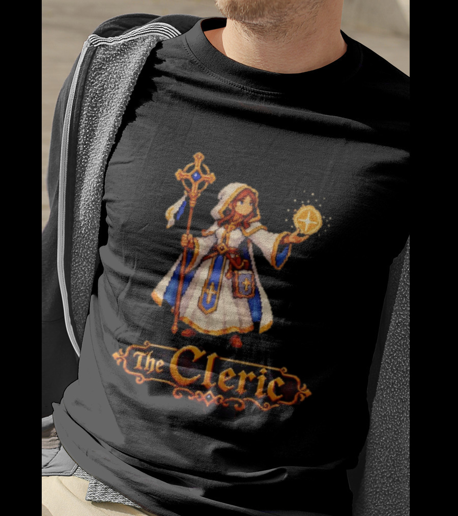 The Cleric 16 Bit Game Cartoon Pixel Art Mage T-Shirt