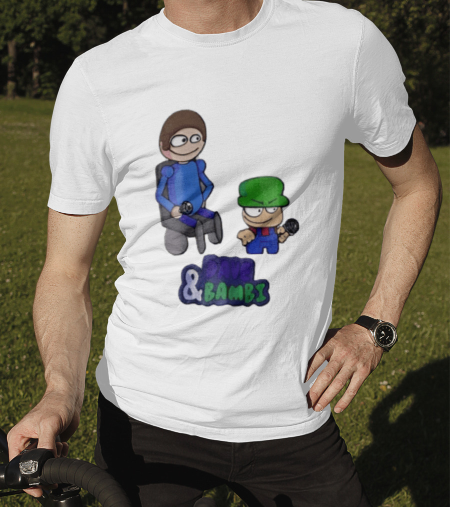 Dave And Bambi Characters Holding Microphones Cartoon T-Shirt