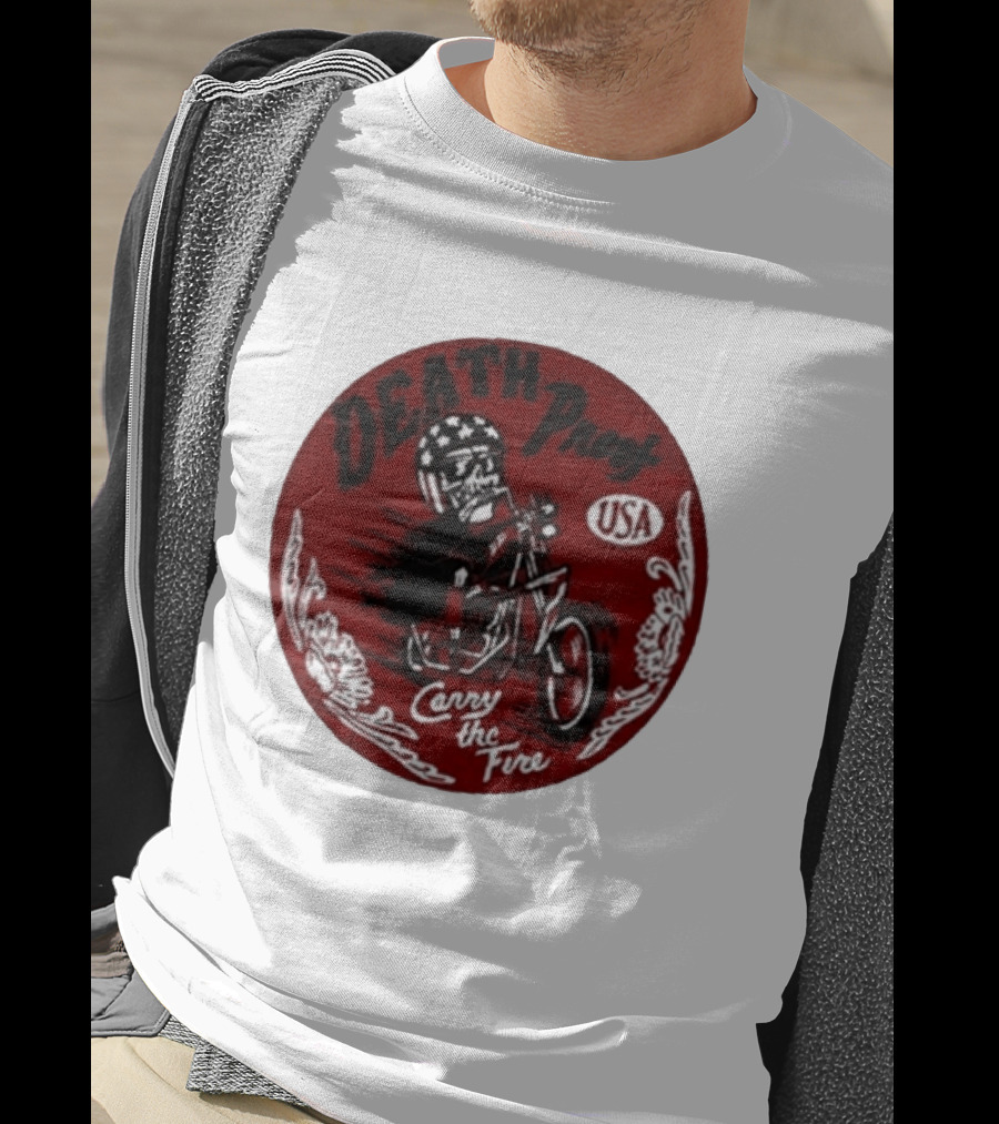 Death Proof USA Easy Rider Skull Motorcycle Carry The Fire T-Shirt