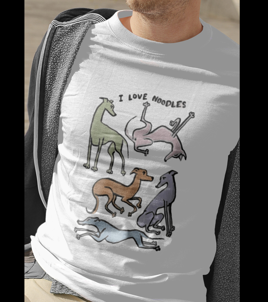 I Love Noodles Five Colorful Greyhound Dogs T-Shirt