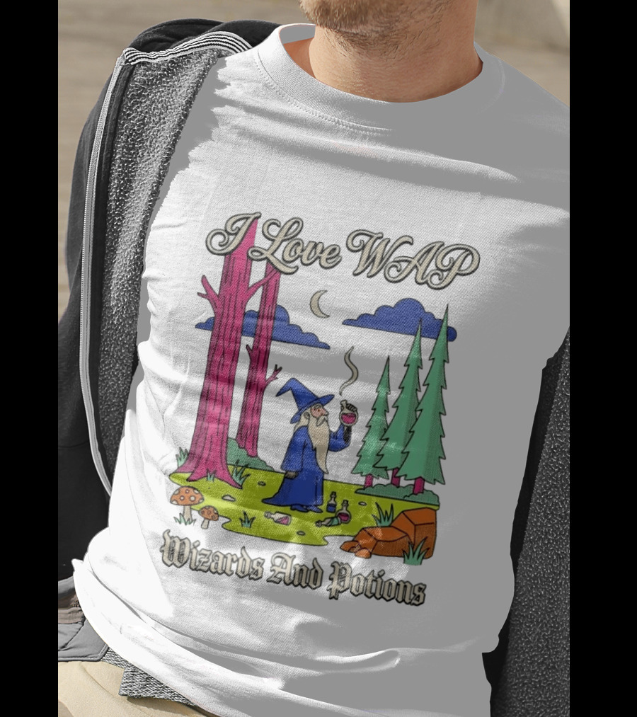 I Love WAP Wizards And Potions Vintage Wizard Forest Scene T-Shirt