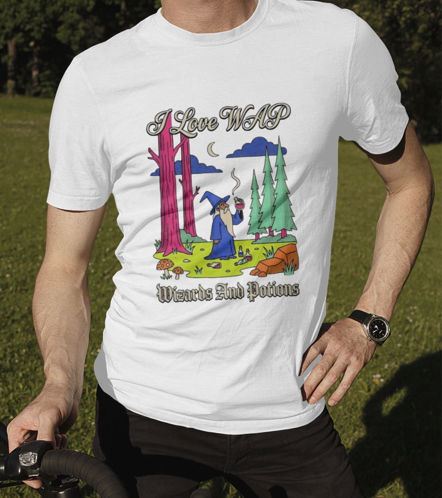 I Love WAP Wizards And Potions Vintage Wizard Forest Scene T-Shirt