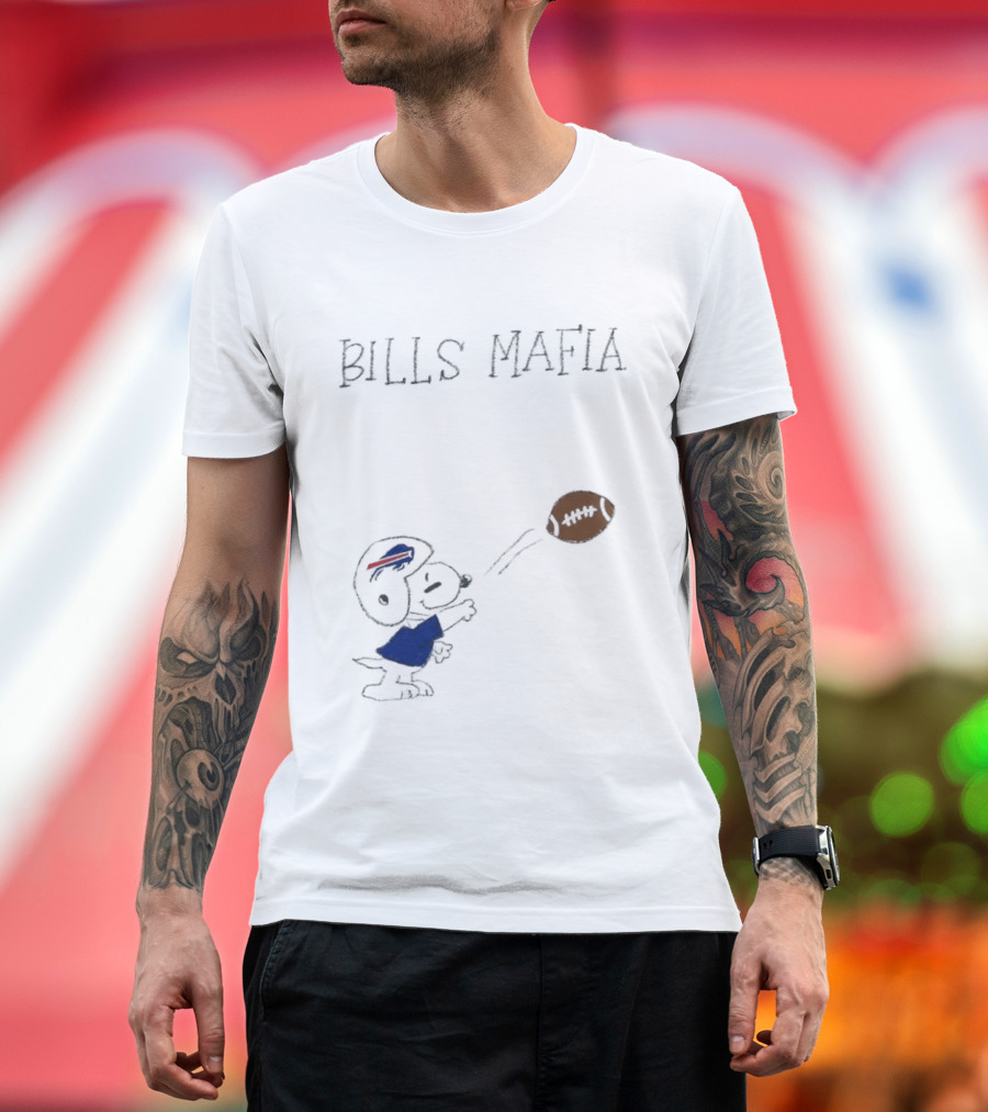 Snoopy Bills Mafia Buffalo Bills Football Fan Apparel Peanuts Sports T-Shirt