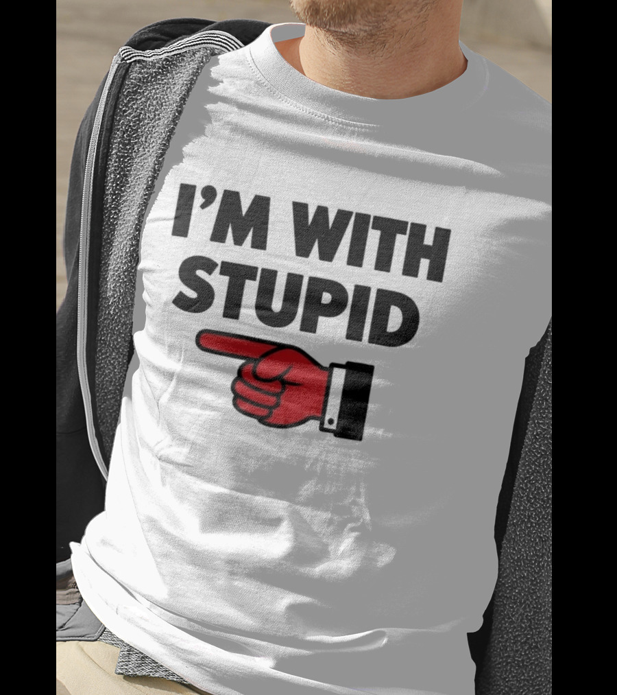 I'm With Stupid Red Foam Finger Gesture T-Shirt