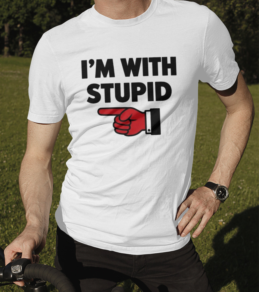 I'm With Stupid Red Foam Finger Gesture T-Shirt