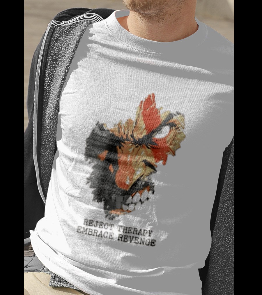 Reject Therapy Embrace Revenge Kratos Angry Bearded Man Red Tattoo God Of War T-Shirt