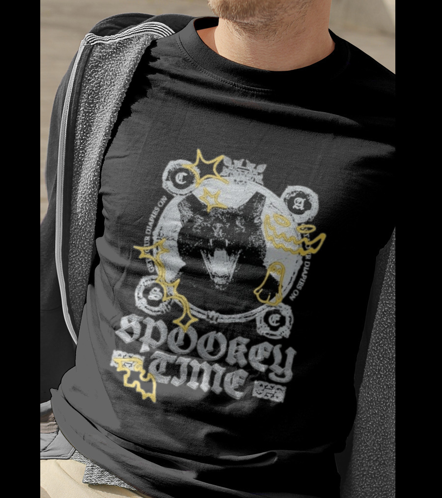 CaseOh's Spooky Time Diapies On Cat Ghost Pumpkin Bat T-Shirt
