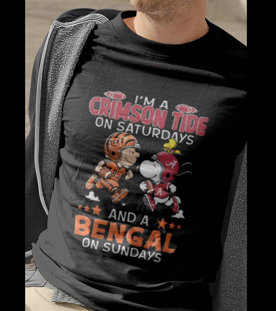 I Am A Crimson Tide On Saturdays And A Bengal On Sundays Football Rivalry Fan Spirit T-Shirt