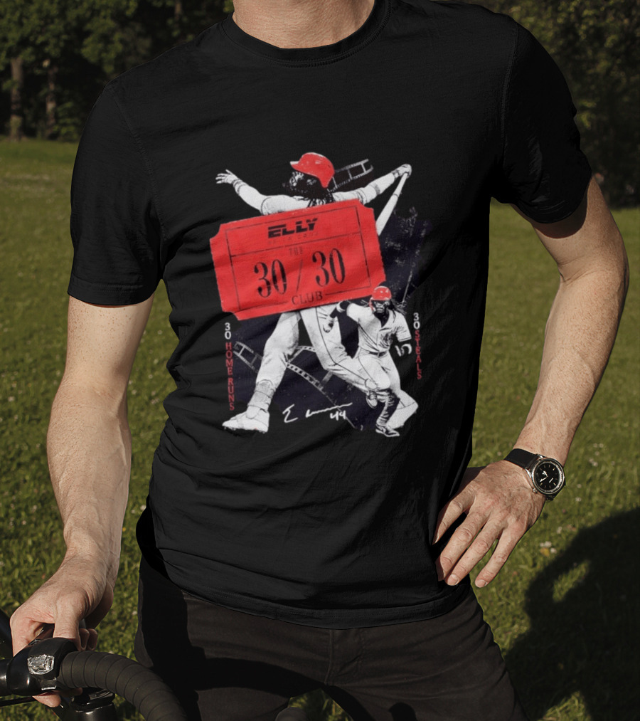 Cincinnati Reds Baseball Elly De La Cruz 30/30 Club 30 Home Runs 30 Stolen Bases T-Shirt